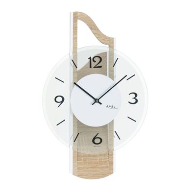 AMS W9681 Wanduhr mit 3D-Holzgehäuse Sonoma