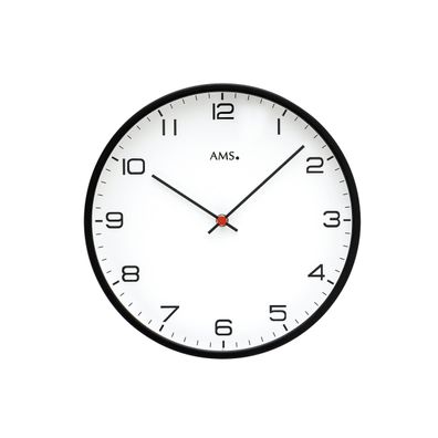 AMS W9659 Wanduhr mit schwarz lackiertem Metallgehäuse