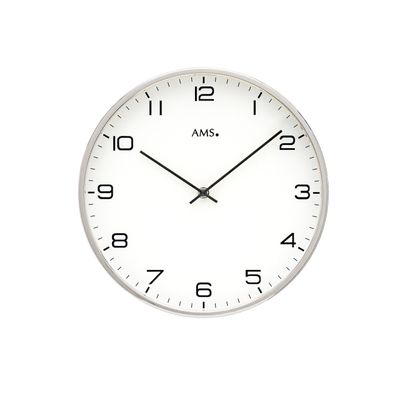 AMS W9658 Wanduhr mit vernickeltem Metallgehäuse