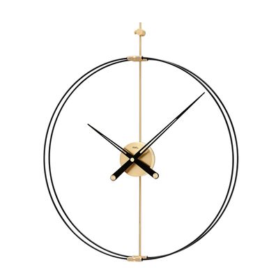 AMS W9655 Wanduhr mit Metall-Carbon-Design und Holzzeigern