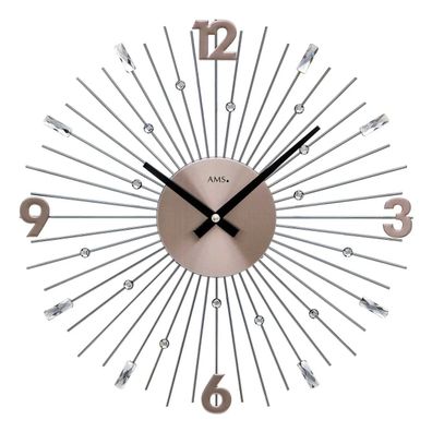 AMS W9654 Wanduhr mit anthrazitfarbenen Metallstäben