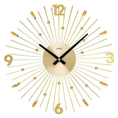 AMS W9653 Wanduhr mit goldfarbenen Metallstäben