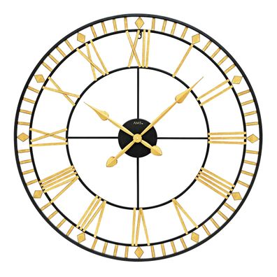 AMS W9647 Wanduhr mit goldfarbenem Metallgehäuse