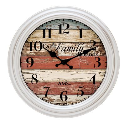 AMS W9618 Wanduhr mit Kunststoffgehäuse in Silber