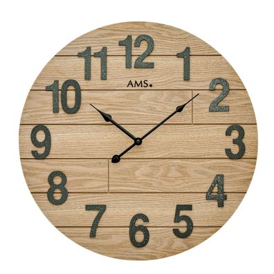 AMS W9617 Wanduhr mit Holzgehäuse und aufgelegten Zahlen