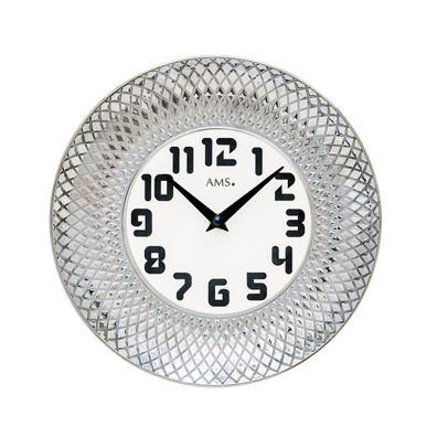 AMS W9614 Wanduhr mit Keramikgehäuse in Silber
