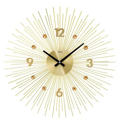 AMS W9611 Wanduhr mit Metallgehäuse in Strahlen-Optik Gold