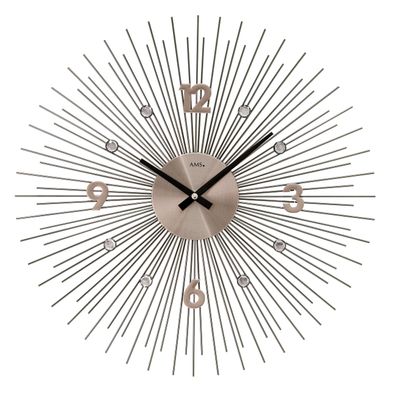 AMS W9610 Wanduhr mit Metallgehäuse in Strahlen-Optik Anthrazit
