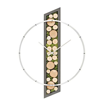 AMS W9607 Wanduhr mit Holzgehäuse, Moos und Holzspalten