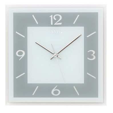 AMS W9573 Wanduhr mit facettiertem Spiegelglas blaugrau