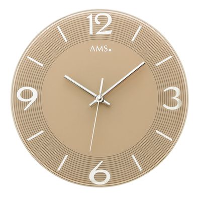AMS W9572 Wanduhr mit facettiertem Spiegelglas hellbraun