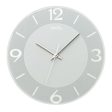 AMS W9571 Wanduhr mit facettiertem Spiegelglas blaugrau