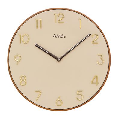 AMS W9563 Wanduhr mit Holzgehäuse und aufgelegten Zahlen