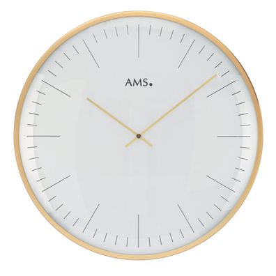 AMS W9541 Wanduhr mit messinglackiertem Aluminium-Frontring