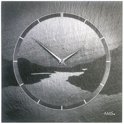 AMS W9512 Wanduhr mit Naturschiefer und Airbrush-Design
