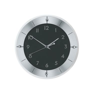 AMS W9449 Wanduhr mit facettiertem Mineralglas und geschliffenem Aluminium