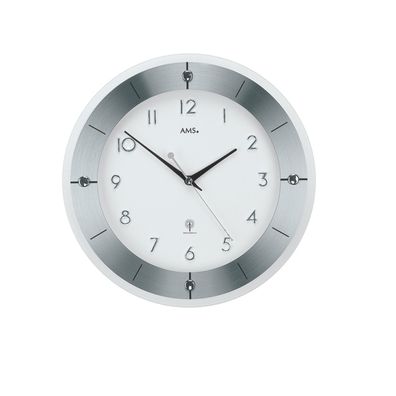 AMS W9448 Wanduhr mit facettiertem Mineralglas und geschliffenem Aluminium