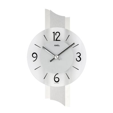 AMS W9394 Wanduhr mit Schiefer-Applikation auf geschliffenem Aluminium