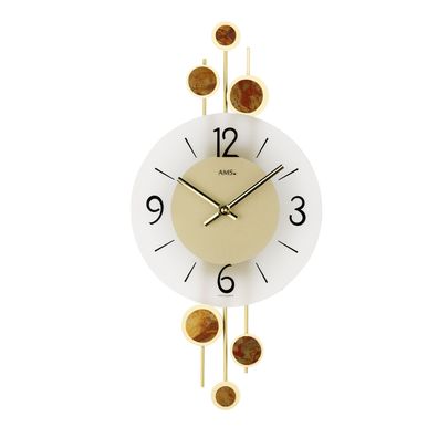 AMS W9389 Wanduhr mit dekorativen Metallauflagen auf Metallstäben