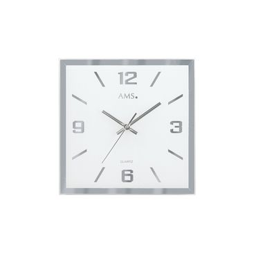 AMS W9324 Wanduhr mit facettiertem und bedrucktem Spiegelglas