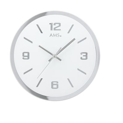 AMS W9322 Wanduhr mit facettiertem und bedrucktem Spiegelglas