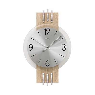AMS W9228 Wanduhr mit Sonoma-Holzrückwand und Aluminium-Zifferblatt