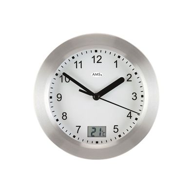 AMS W9223 Wanduhr mit silbernem Aluminium-Frontring