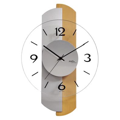 AMS W9209 Wanduhr mit Buchenholzgehäuse
