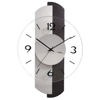AMS W9206 Wanduhr mit anthrazitfarbenem Holzgehäuse