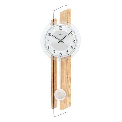 AMS W7508 Pendelwanduhr mit Wildeiche-Oberfläche und Metallzierteil