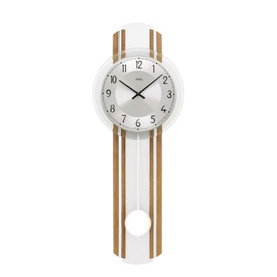 AMS W7475 Pendelwanduhr mit Massivholz Eiche lackiert