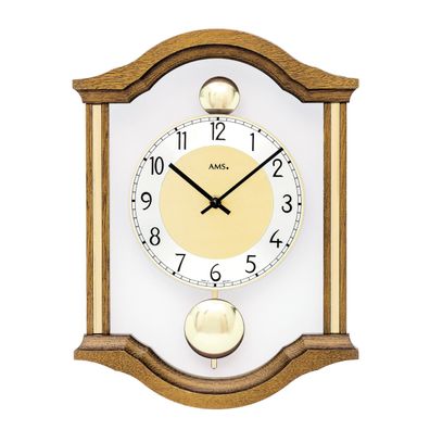 AMS W7447-4 Wanduhr mit massivem Eichenholzgehäuse