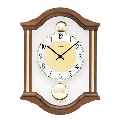 AMS W7447-1 Wanduhr mit massivem Nussbaumholzgehäuse
