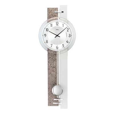 AMS W7440 Pendelwanduhr mit Naturstein- und Aluminium-Veredelung
