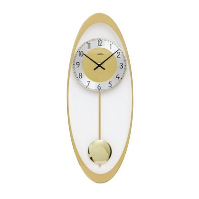 AMS W7417 Pendelwanduhr mit messingfarben bedrucktem Mineralglas
