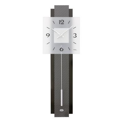 AMS W7313 Pendelwanduhr mit Carbon-Applikation auf Holzrückwand