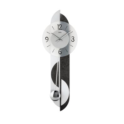 AMS W7299 Pendelwanduhr mit Schiefer-Aluminium-Applikation