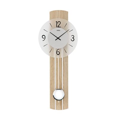 AMS W7274 Pendelwanduhr mit Sonoma-Applikation und verchromten Zierleisten