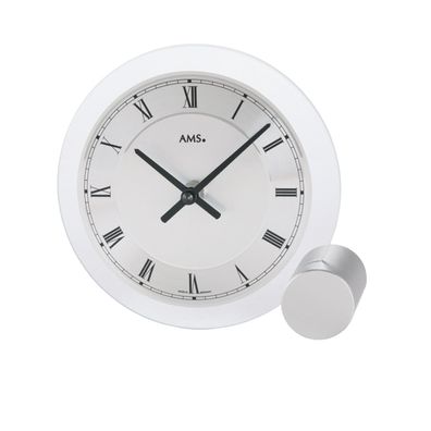 AMS T166 Tischuhr mit silberlackiertem Metallsockel und Quarzwerk