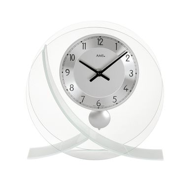 AMS T161 Tischuhr mit Rundglas-Design und Quarz-Pendelwerk