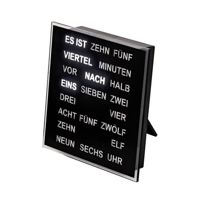 AMS T1232 Tischuhr mit LED-Wortuhr und Kunststoffgehäuse