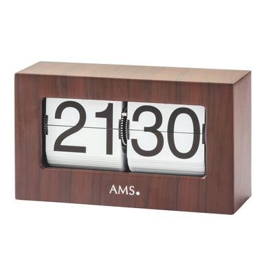AMS T1177 Tischuhr mit braun-schwarzem Metallgehäuse und 24h-Zifferblatt