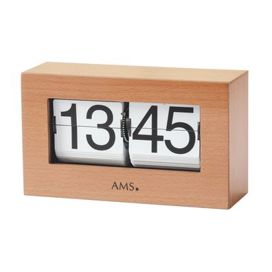 AMS T1175-18 Tischuhr mit Buchen-Massivholzgehäuse und 24h-Zifferblatt