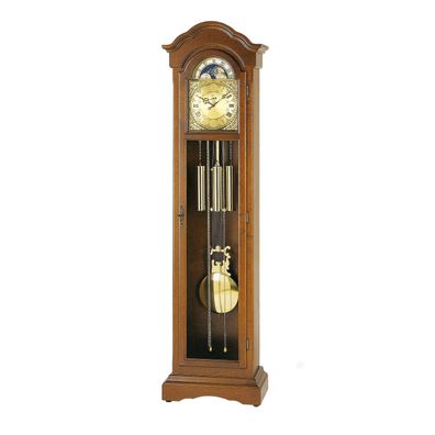 AMS S2021-1 Standuhr mit Nussbaum-Massivholzgehäuse und mechanischem Kettenzugwerk