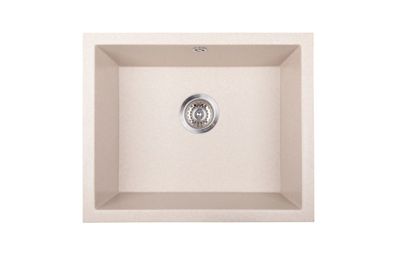Manestein Granitspüle Junit 56 rechteckig 55,3 x 45,5 cm mit Siphon Beige gesprenkelt