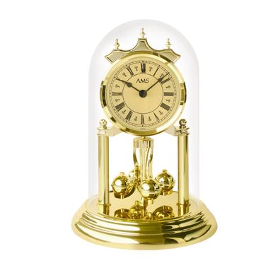 AMS J1203 Jahresuhr mit Messingsockel und Quarz-Drehpendelwerk