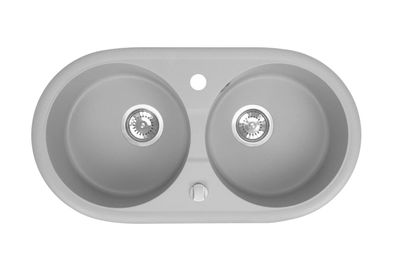 Manestein Granitspüle Libra oval 79 x 42,5 cm mit Siphon Grau