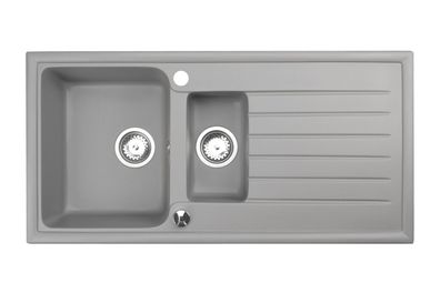 Manestein Granitspüle Napoli 15 rechteckig 98 x 49 cm mit Abtropffläche Grau