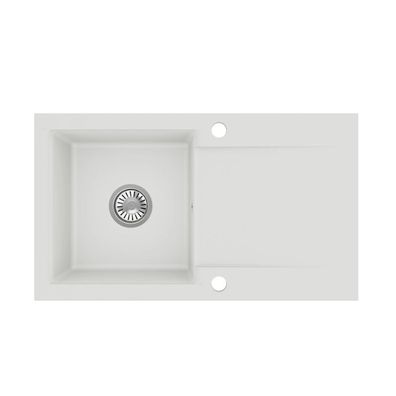 Manestein Granitspüle Luna 76 rechteckig 76 x 44 cm mit Abtropffläche Weiß