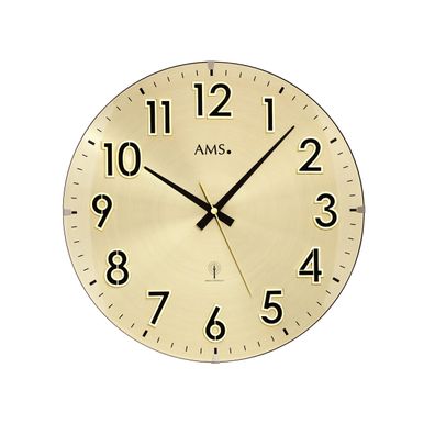 AMS F5974 Funkwanduhr mit Holzgehäuse und gewölbtem Glas